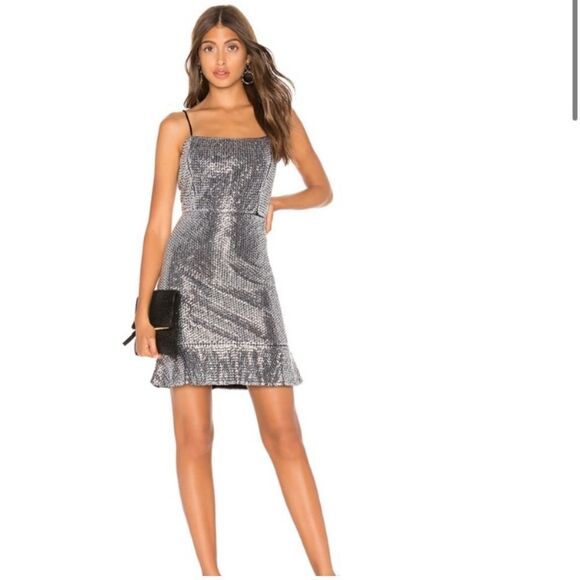 REVOLVE, Endless Rose Sequin Mini Dress in Silver - Picture 1 of 16